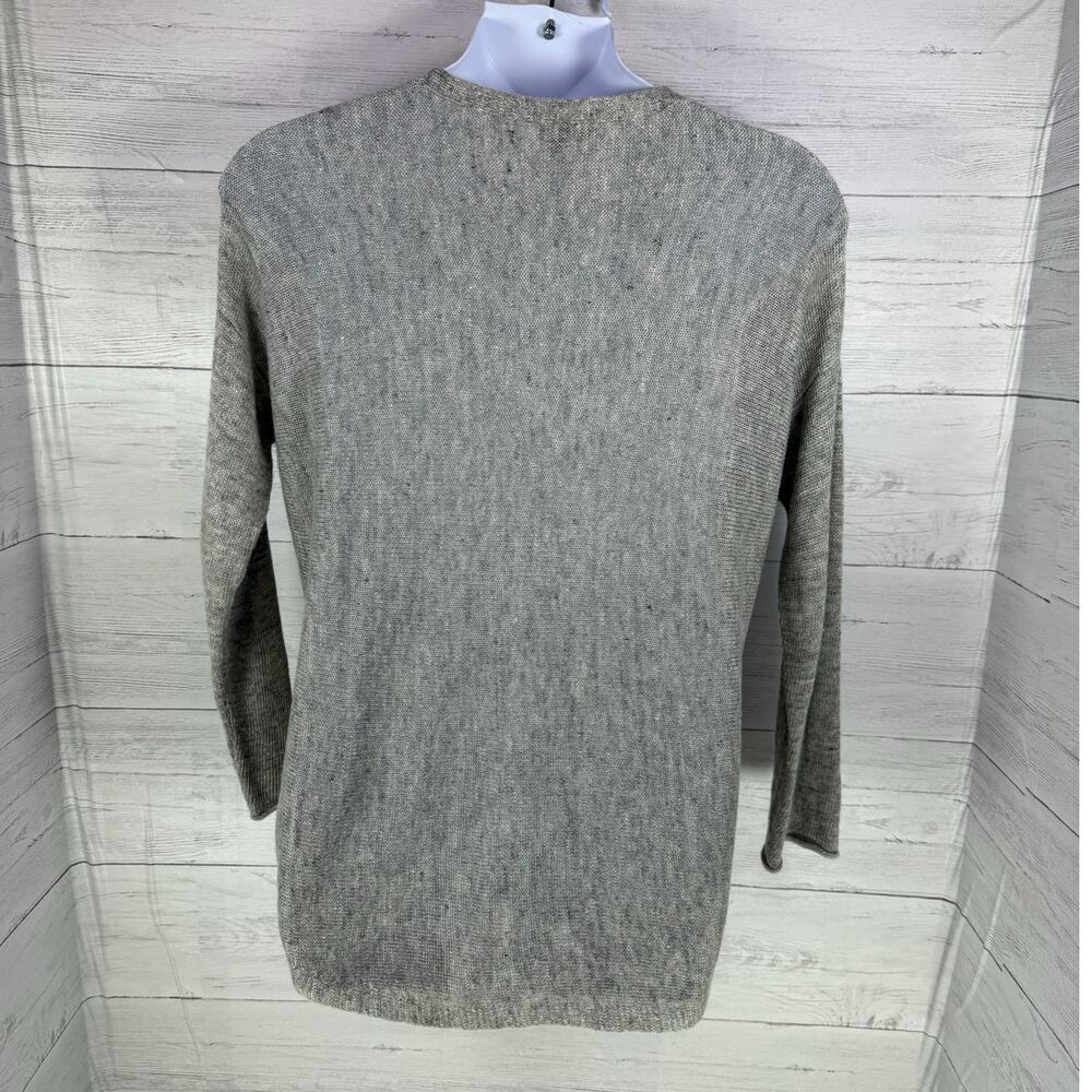Eileen Fisher small Linen Cotton organic gray knit sweater old money luxury wome - Picture 2 of 5